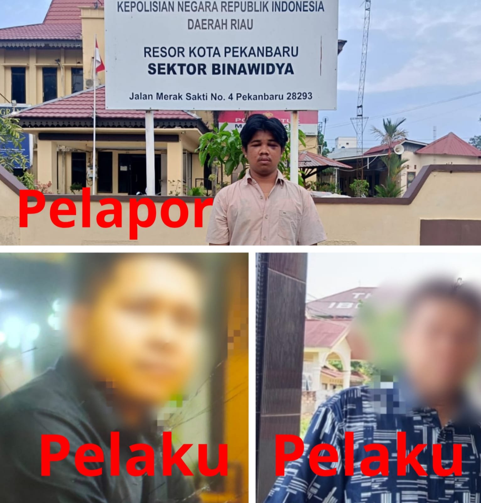 Irfan Naufal Ramadan Di keroyok, RM,DN dan B di laporkan ke Polsek Binawidya Pekanbaru Riau.